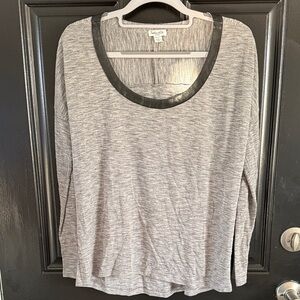 Splendid Gray Long Sleeve Top with Black Trim